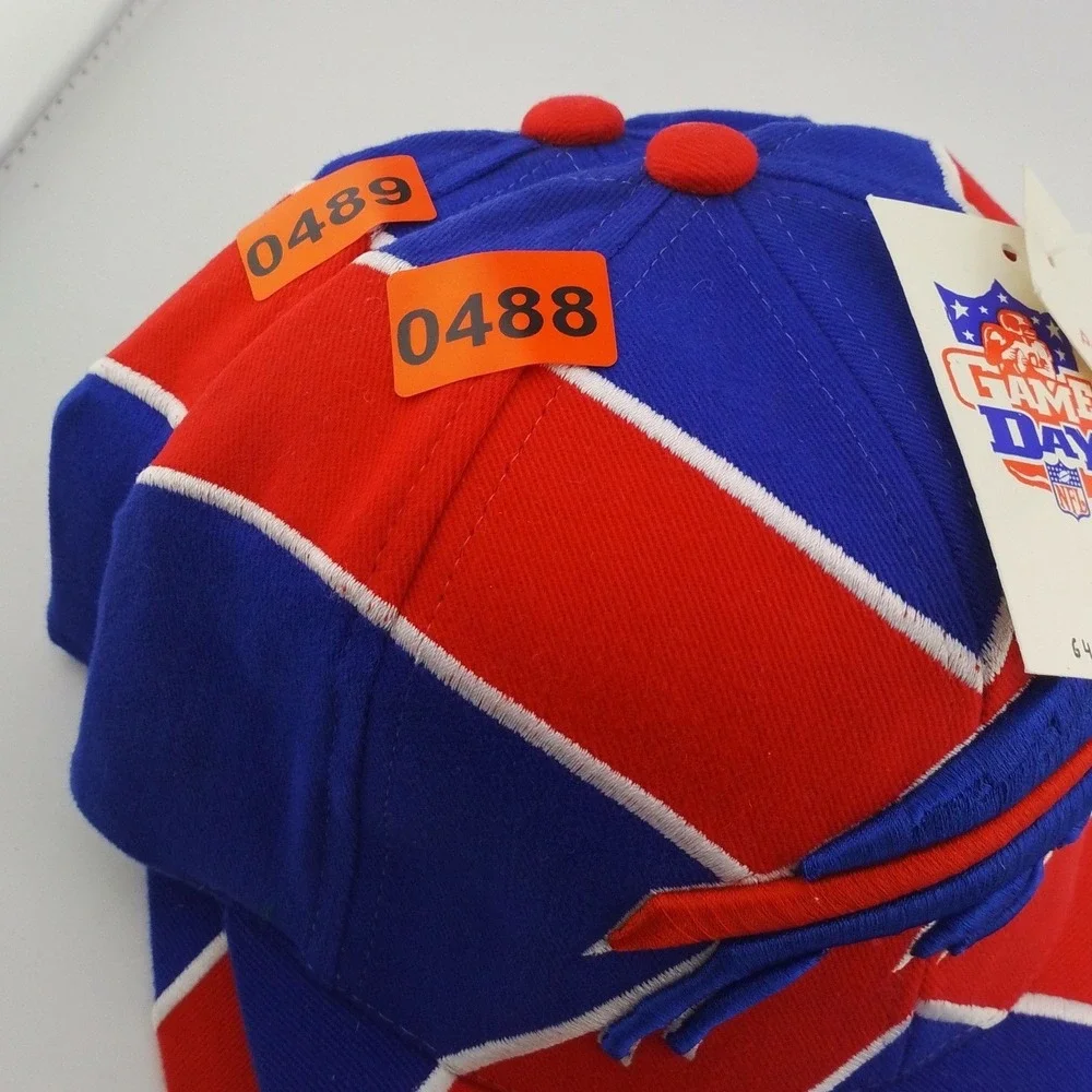 Vintage Annco Buffalo Bills NFL Cap Mens Blue Red Logo Geometric Strapback Hat